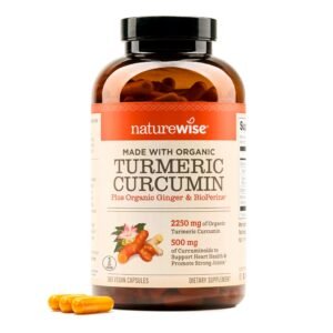 NatureWise Curcumin Turmeric 2250mg - 95% Curcuminoids 500mg - Turmeric w/BioPerine Black Pepper & Ginger - Enhanced Bioavailability for Joint Support - Vegan, Non-GMO - 360 Capsules[4-Month Supply] - Image 1
