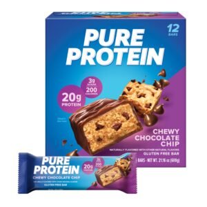 Pure Protein Bars, High Protein, Nutritious Snacks to Support Energy, Low Sugar, Gluten Free, Chewy Chocolate Chip, 1.76oz (Pack of 12), Packaging may vary - Image 1